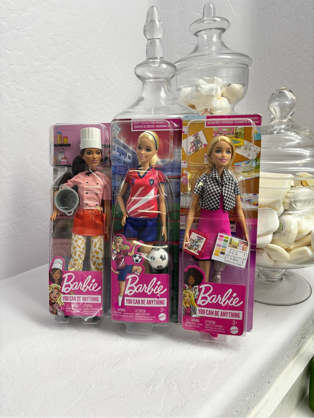 Barbie You Can Be Anything: BARBIE SOCCER PLAYER, CHEF, Interior Designer NIP